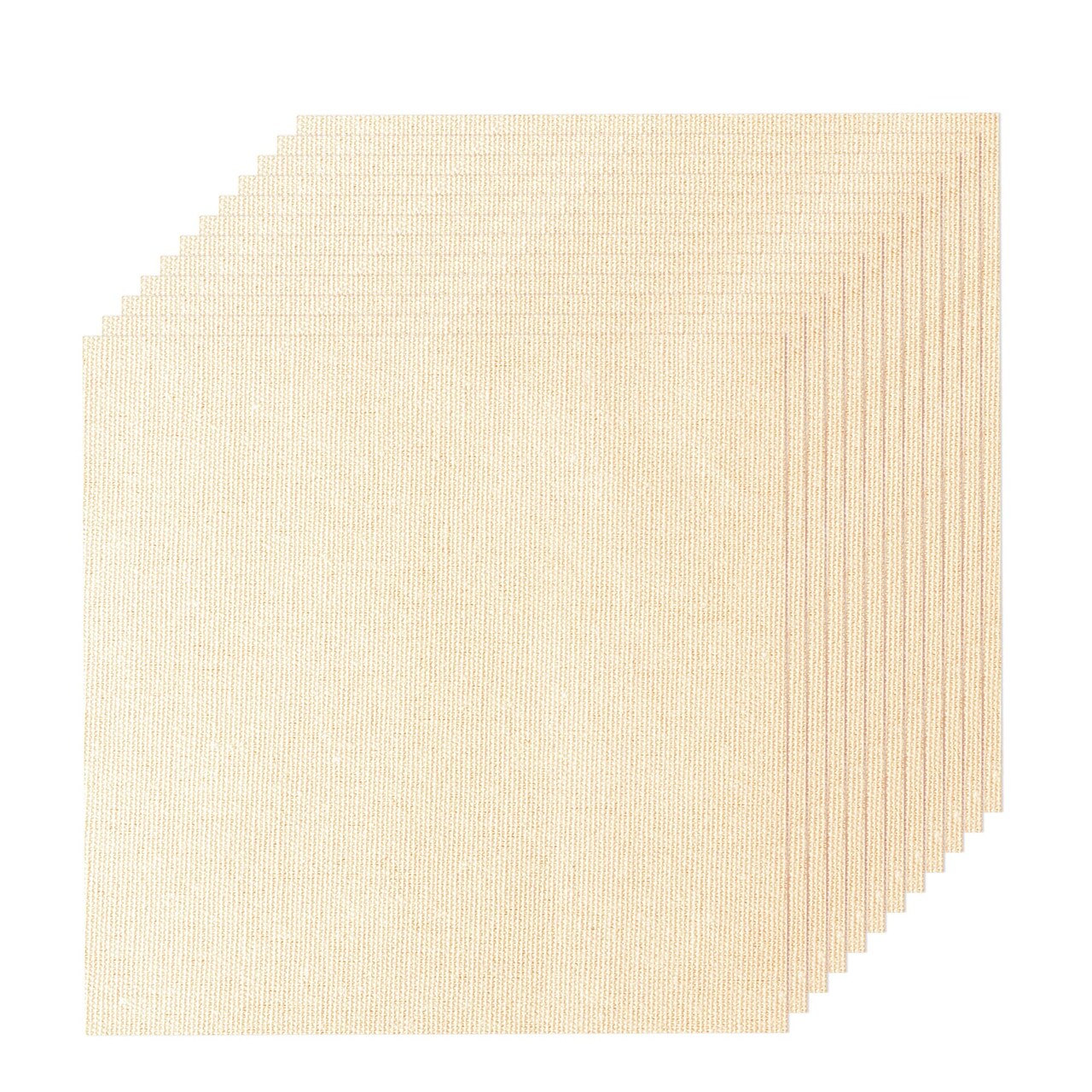 12 PCS Embroidery Fabric for Needlework Garment Craft, Pre-Cut Beige Embroidery Cloth, Natural Cotton Embroidery Cloth Fabric Squares (9.8 × 9.8 Inch)